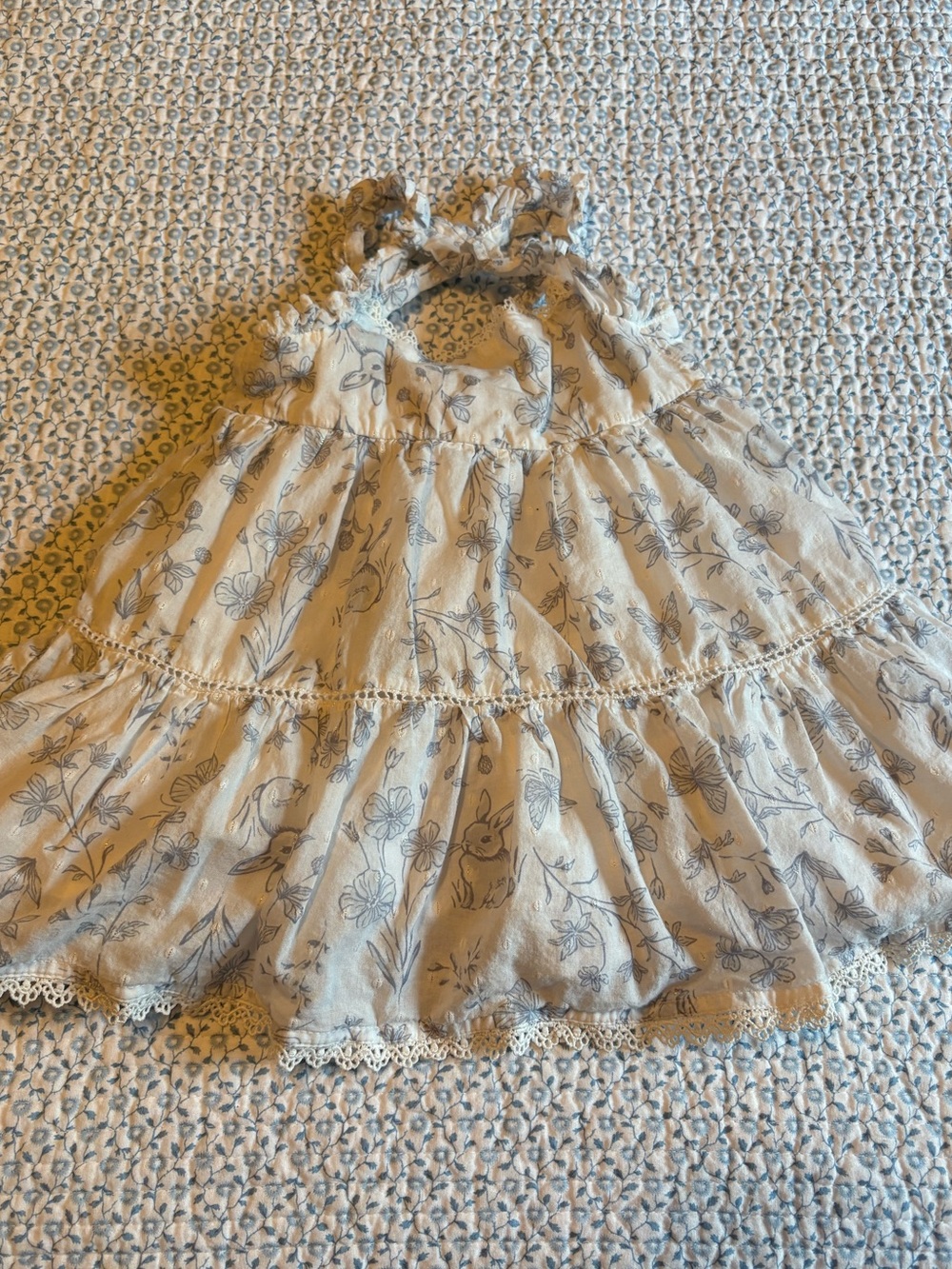 Cupcakes and Cashmere Girls Bunny Floral Tiered Dress with Bows